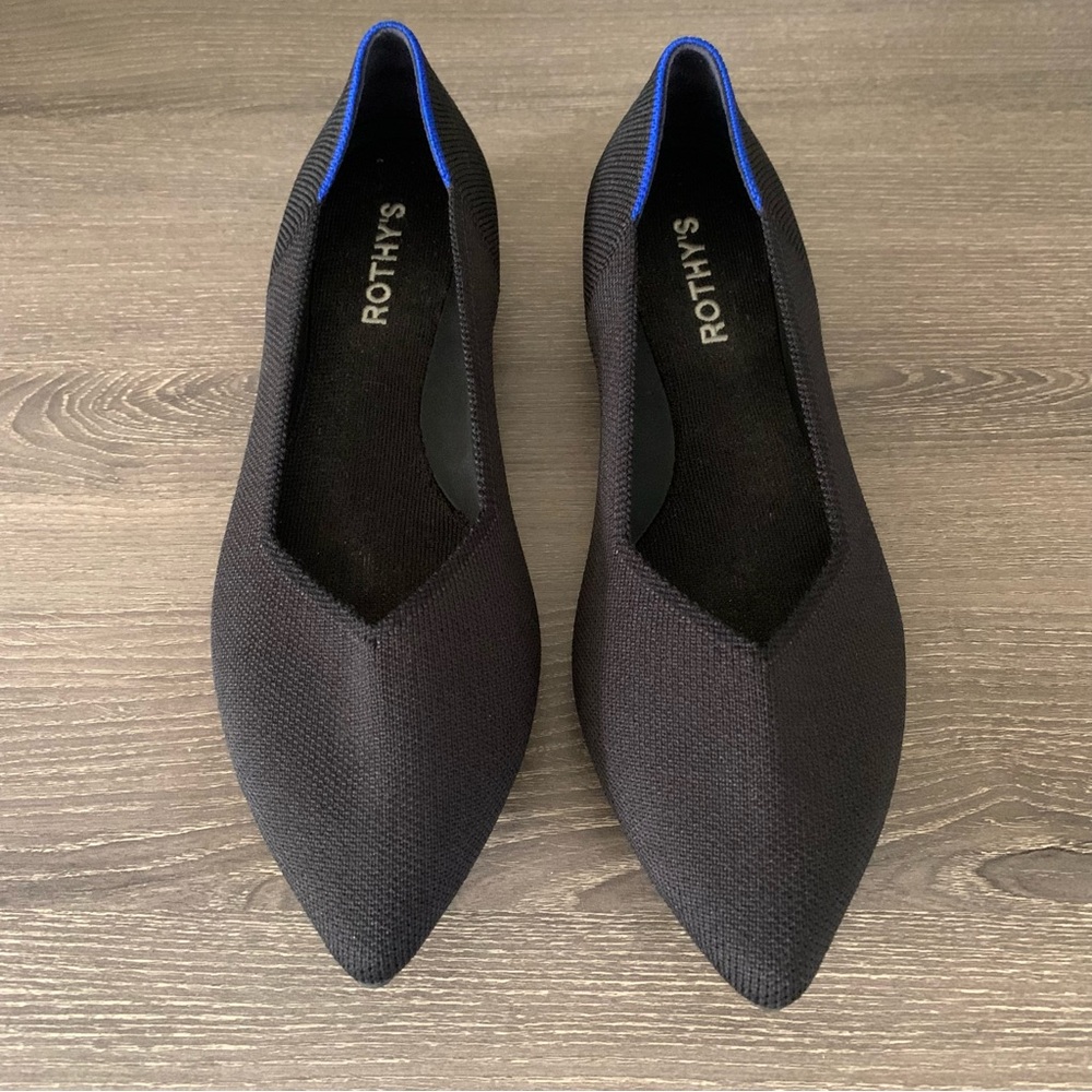 Rothy’s The Point II Washable Pointed Toe Ballerina Flats Black 9